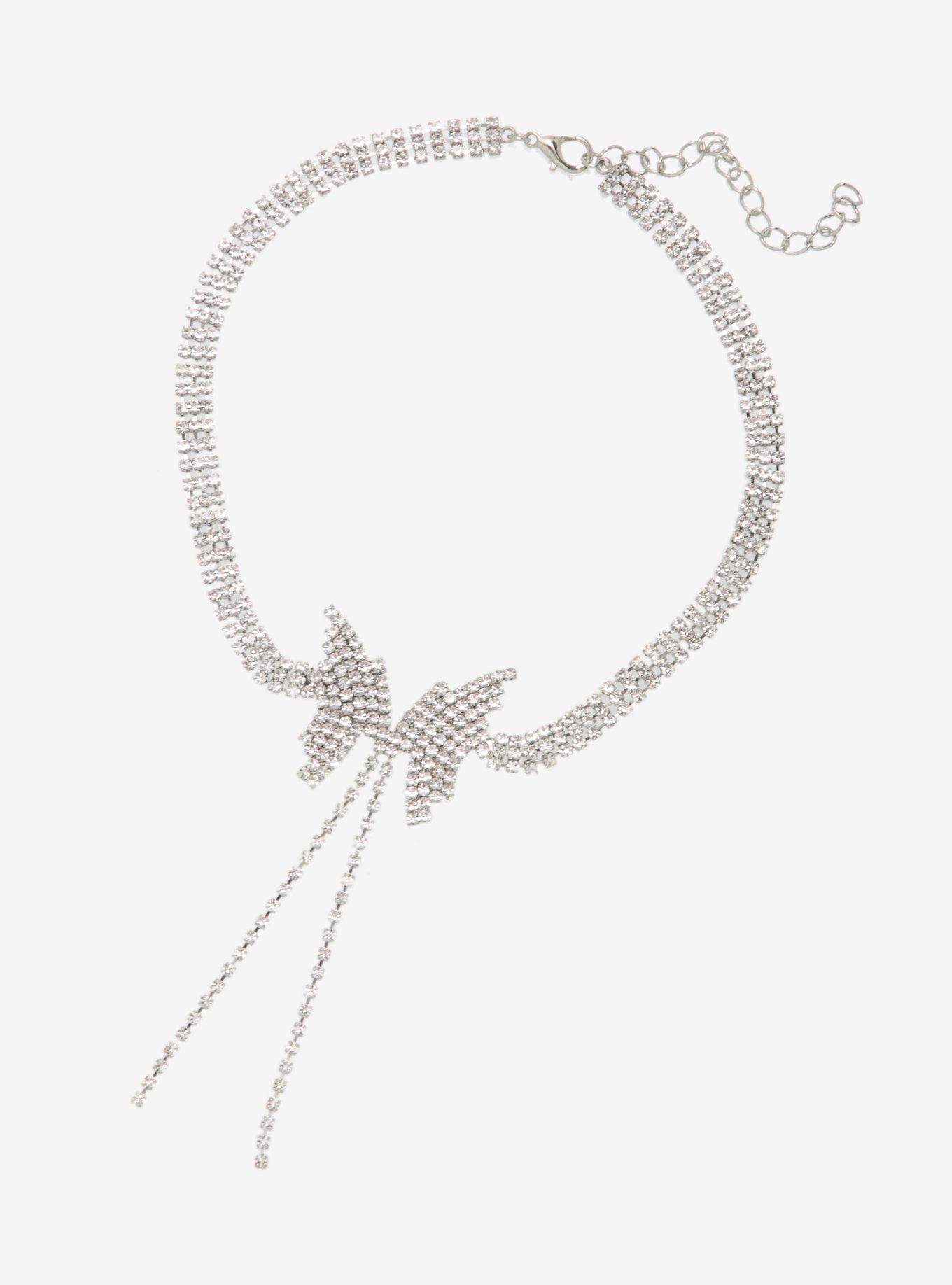 Silver Bling Butterfly Statement Choker, , hi-res