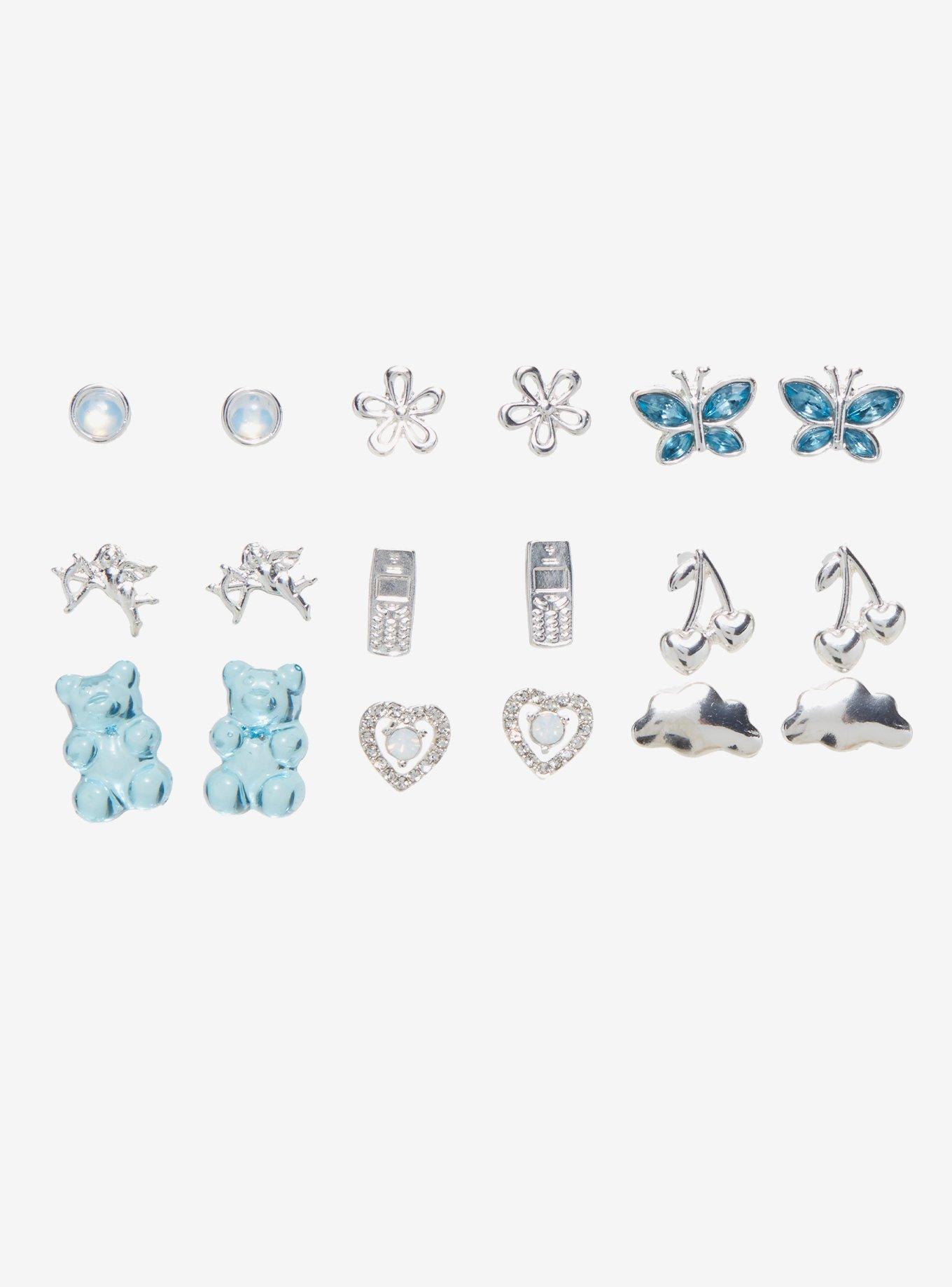 Blue Candy Bear Y2K Icon Stud Earring Set, , hi-res