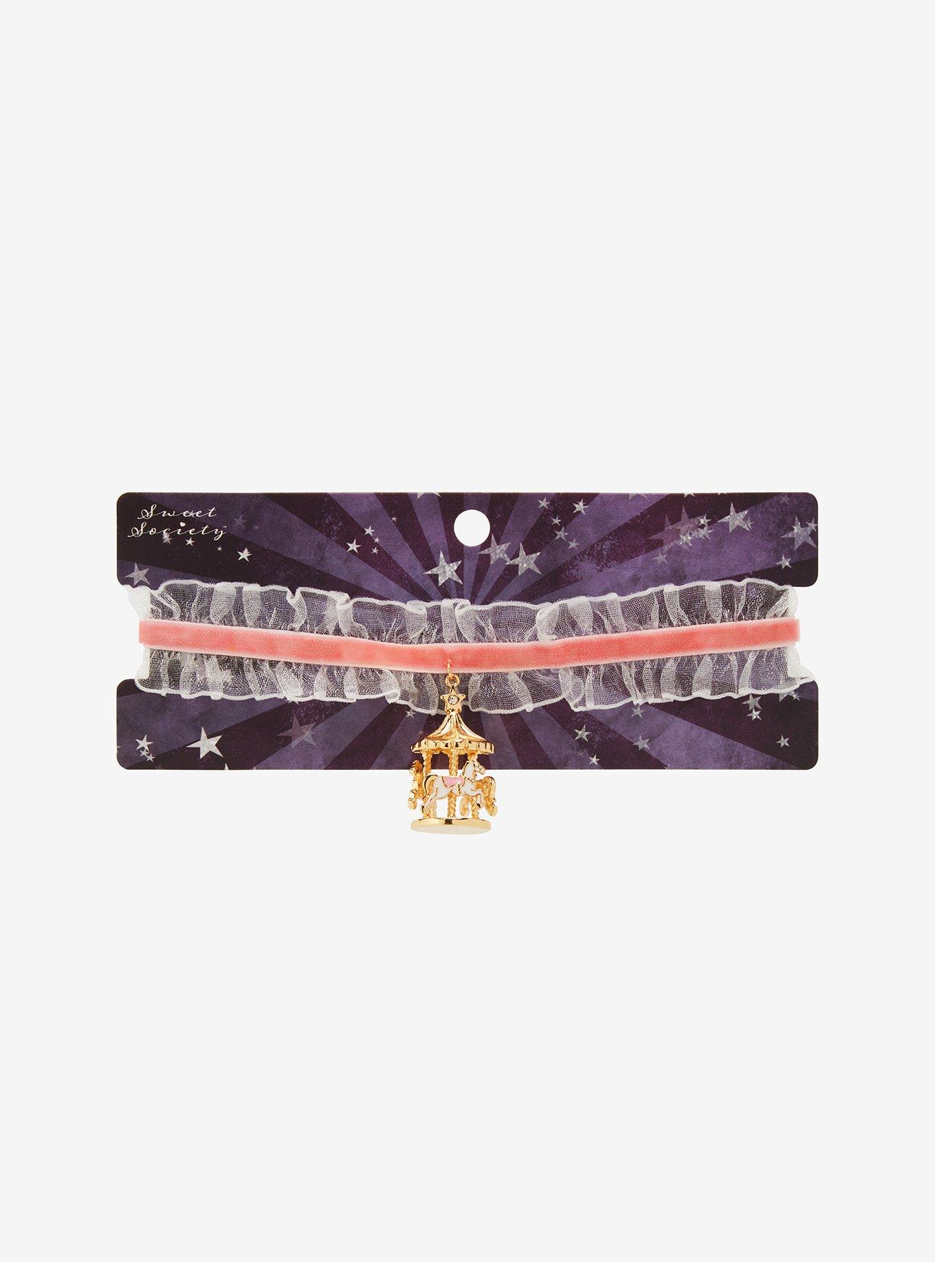 Pink Ruffle Carousel Choker, , hi-res