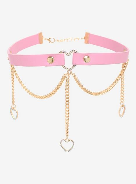 Pink Bling Heart Chain Choker | Hot Topic