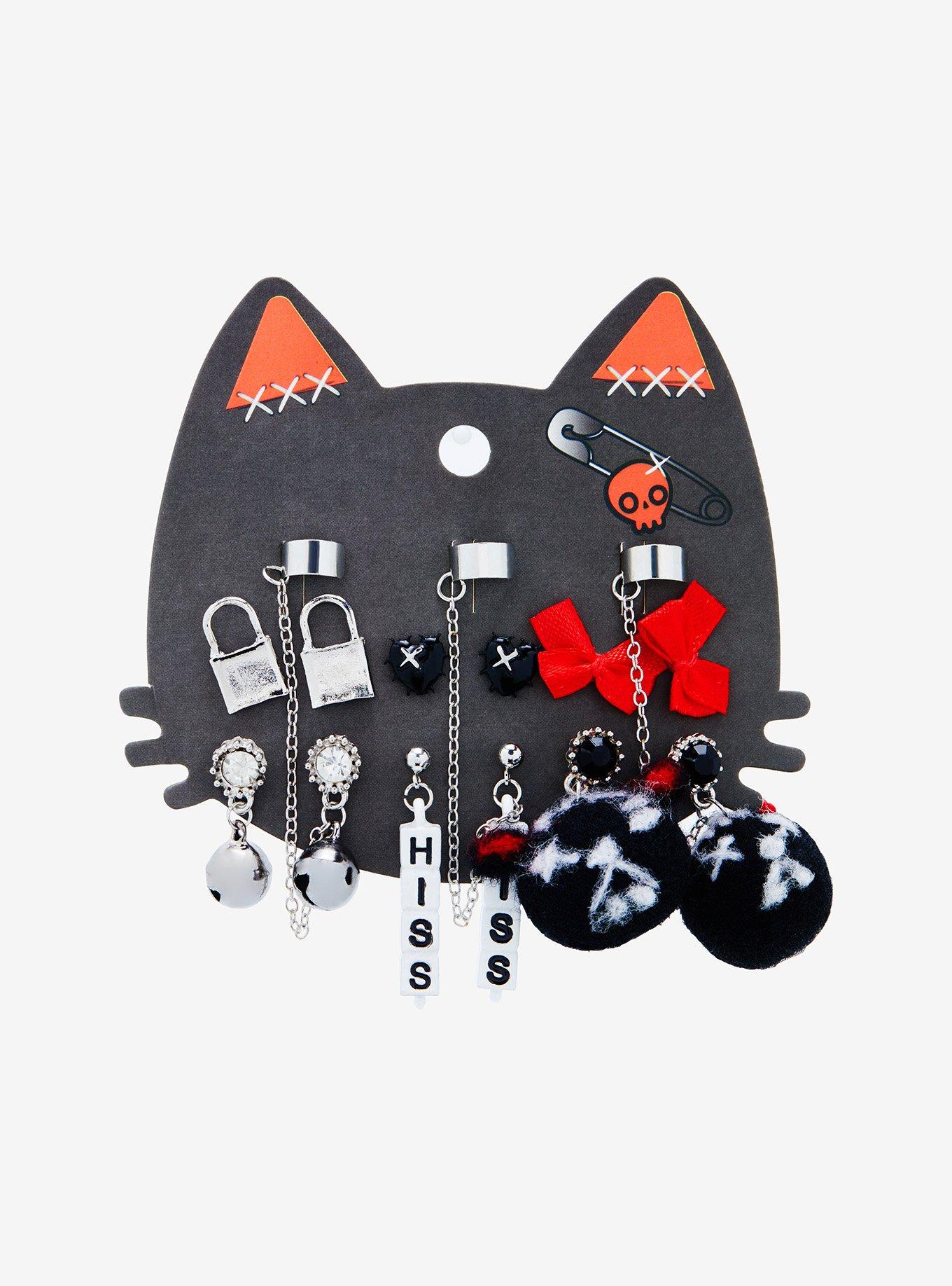 Cat Plush Hiss Cuff Earring Set Hot Topic