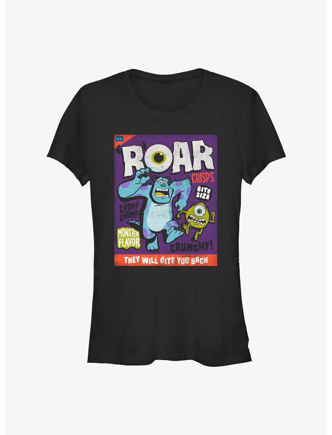 Disney Pixar Monsters University Mike and Sulley Roar Crisps Girls T-Shirt, BLACK, hi-res