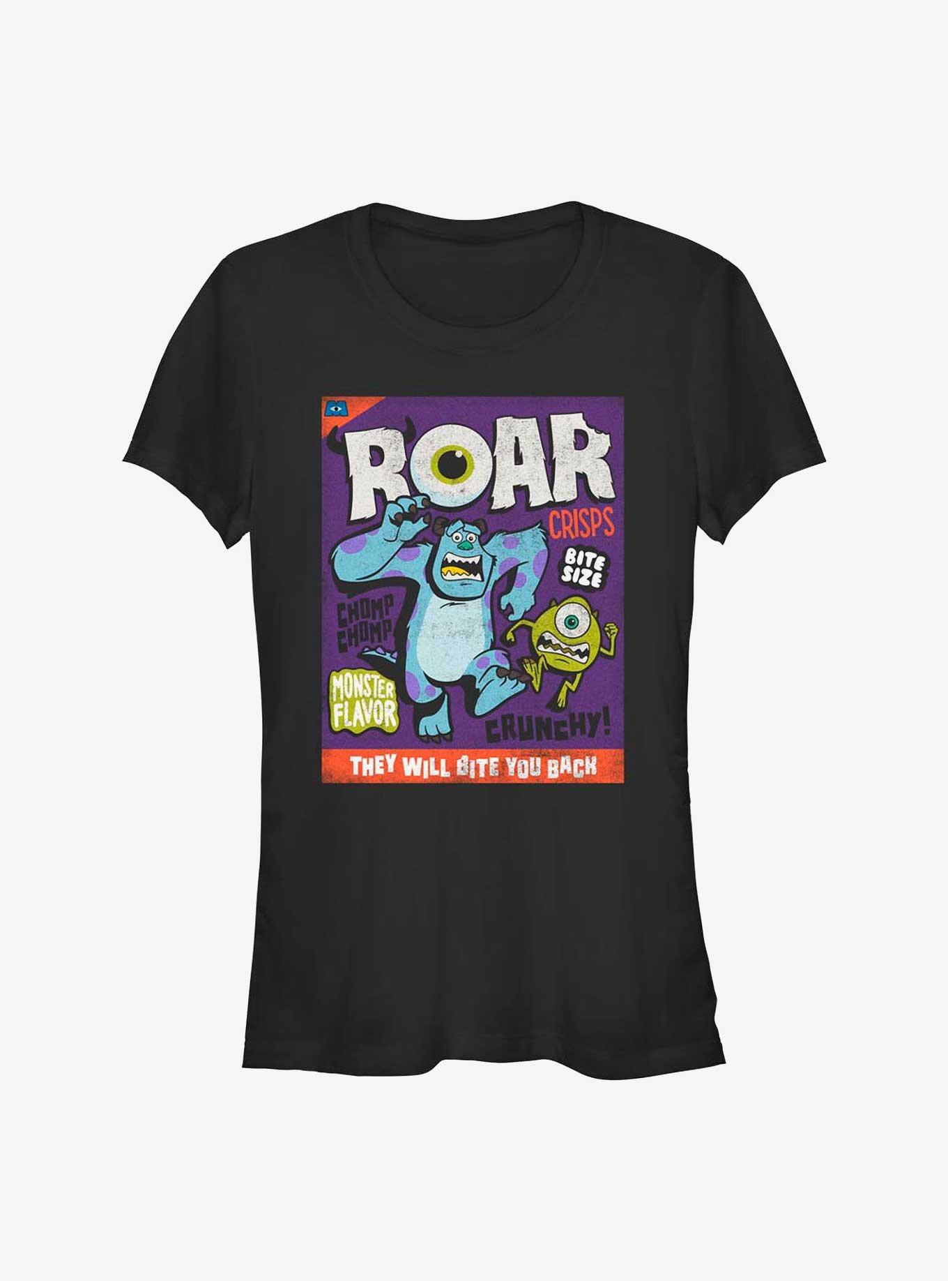 Disney Pixar Monsters University Mike and Sulley Roar Crisps Girls T-Shirt, BLACK, hi-res