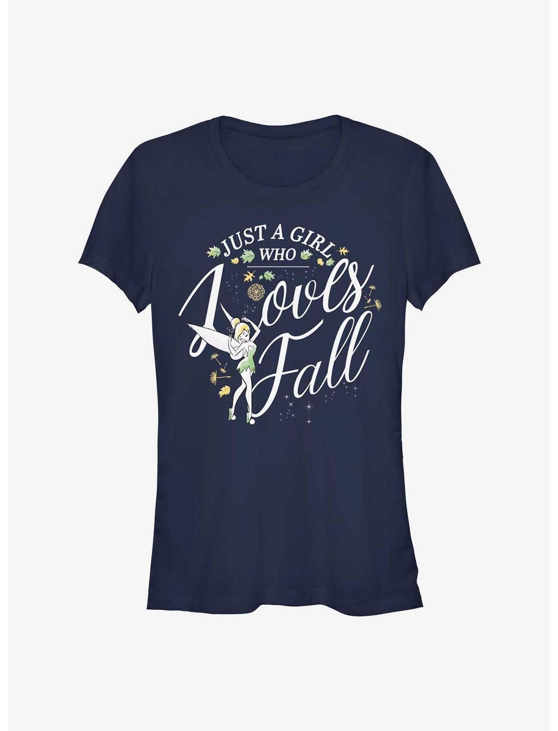 Disney Tinker Bell Tink Loves Fall Girls T-Shirt, NAVY, hi-res