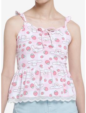 Plus Size Cinnamoroll Strawberry Gingham Peplum Girls Cami, , hi-res