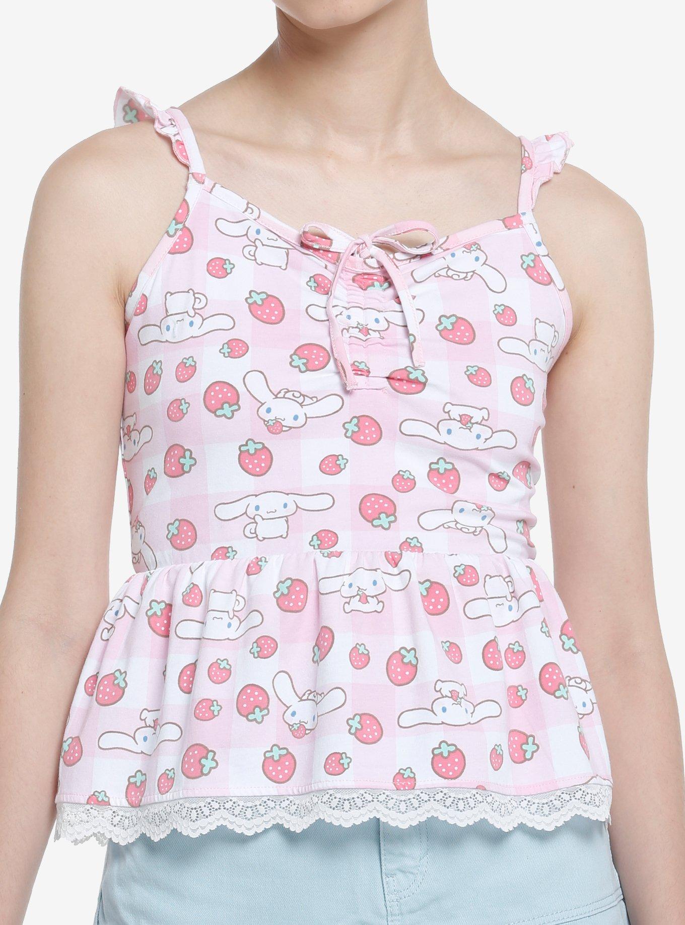 Cinnamoroll Strawberry Gingham Peplum Girls Cami, MULTI, hi-res