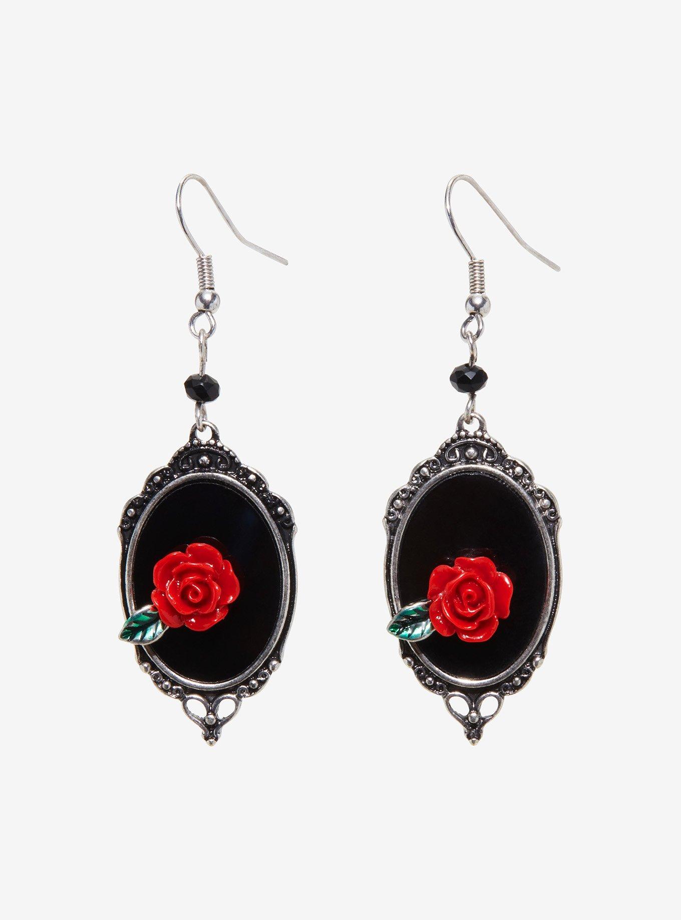 Rose Portrait Cameo Drop Earrings, , hi-res