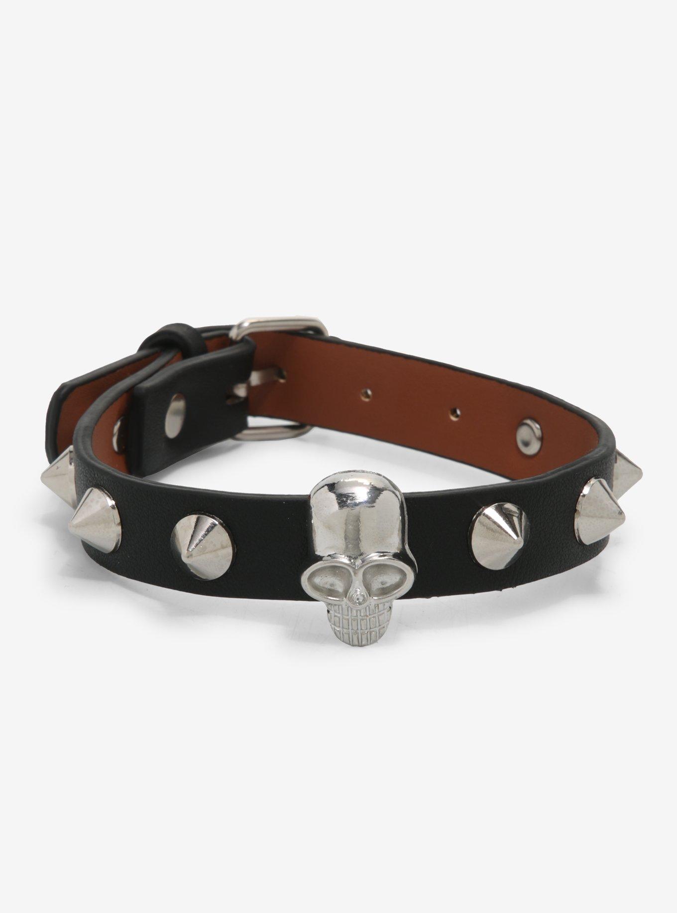 The Punisher Synthetic Leather Bracelet - Gold Black