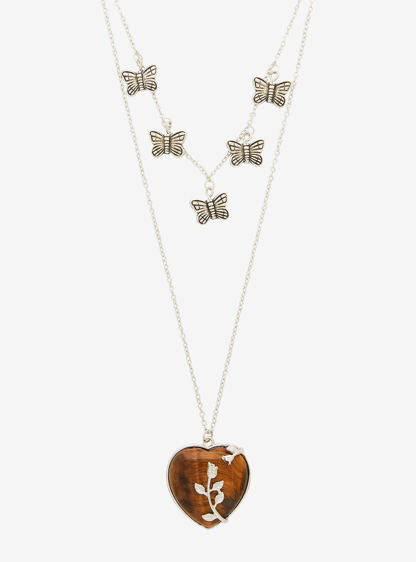 Heart Butterfly Necklace Set, , hi-res