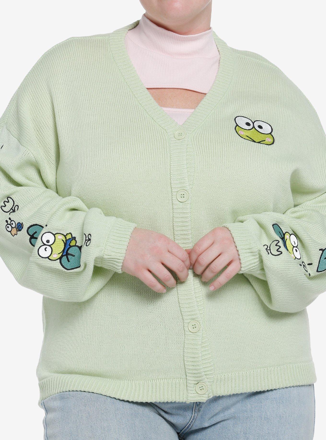 Keroppi Embroidered Skimmer Girls Cardigan Plus Size, MULTI, hi-res