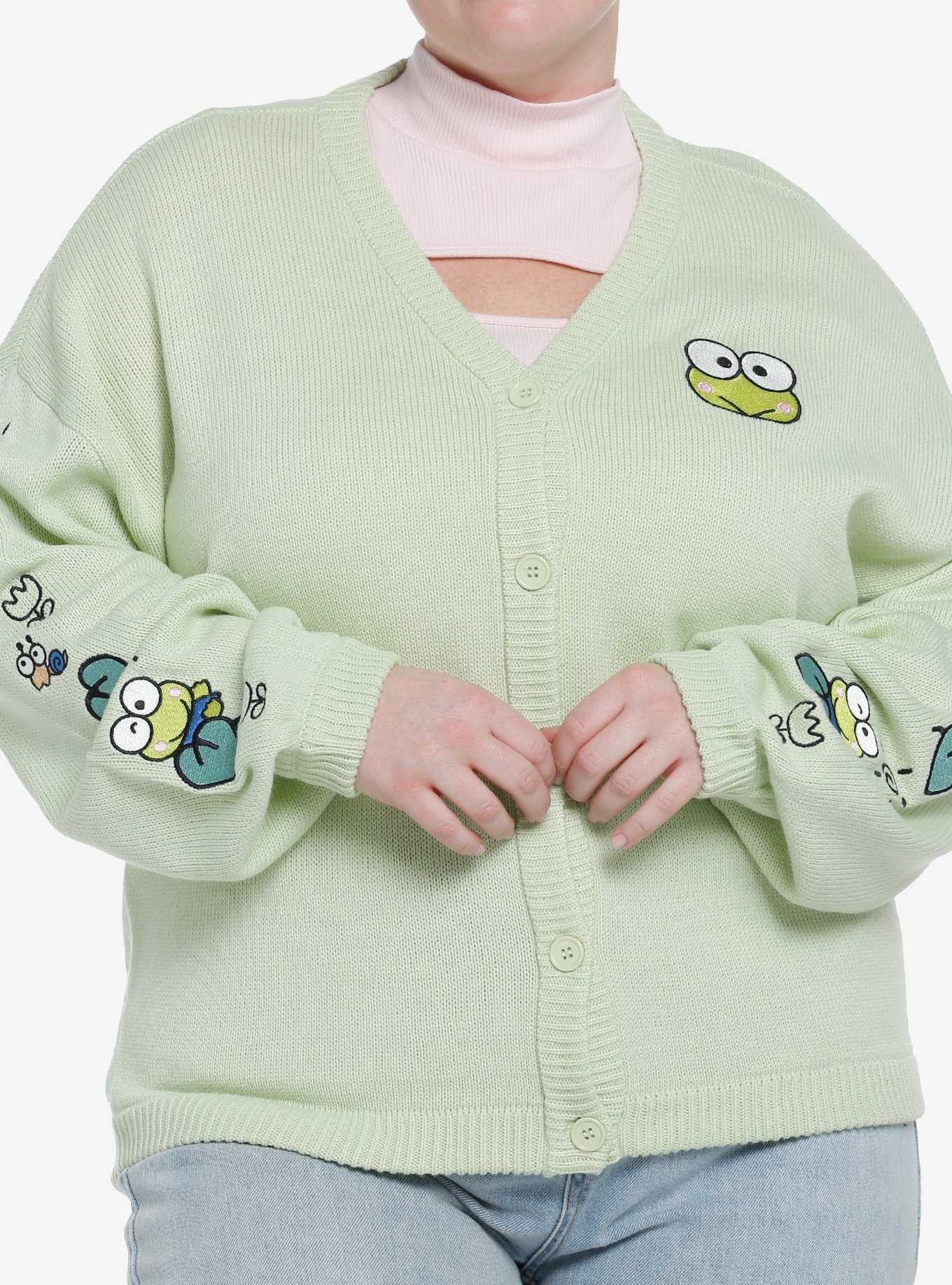 Keroppi Embroidered Skimmer Girls Cardigan Plus Size, , hi-res