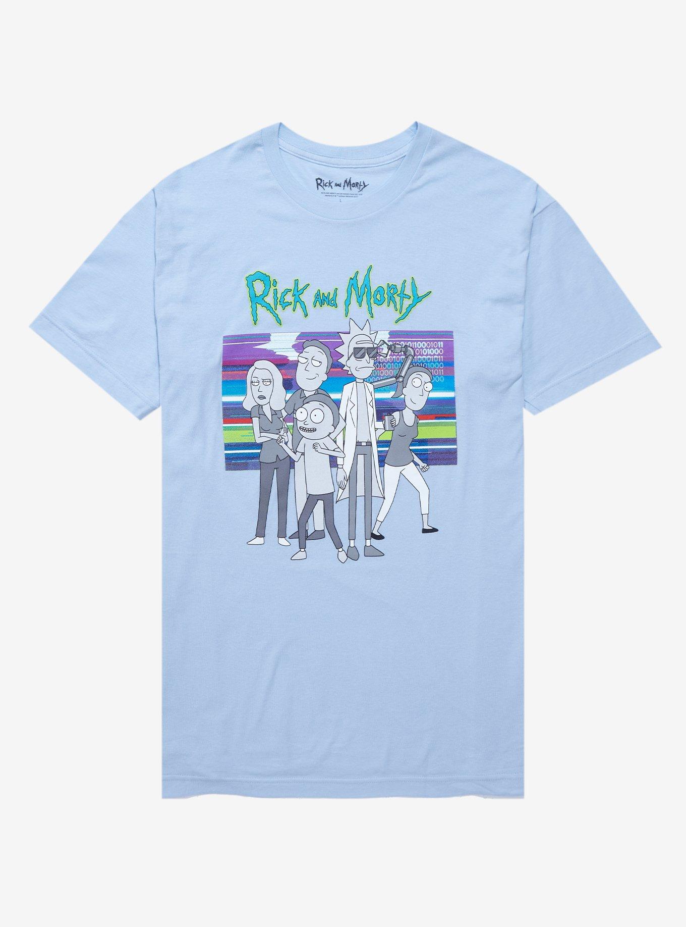 Rick & Morty Family Portrait T-Shirt - BoxLunch Exclusive, LIGHT BLUE, hi-res