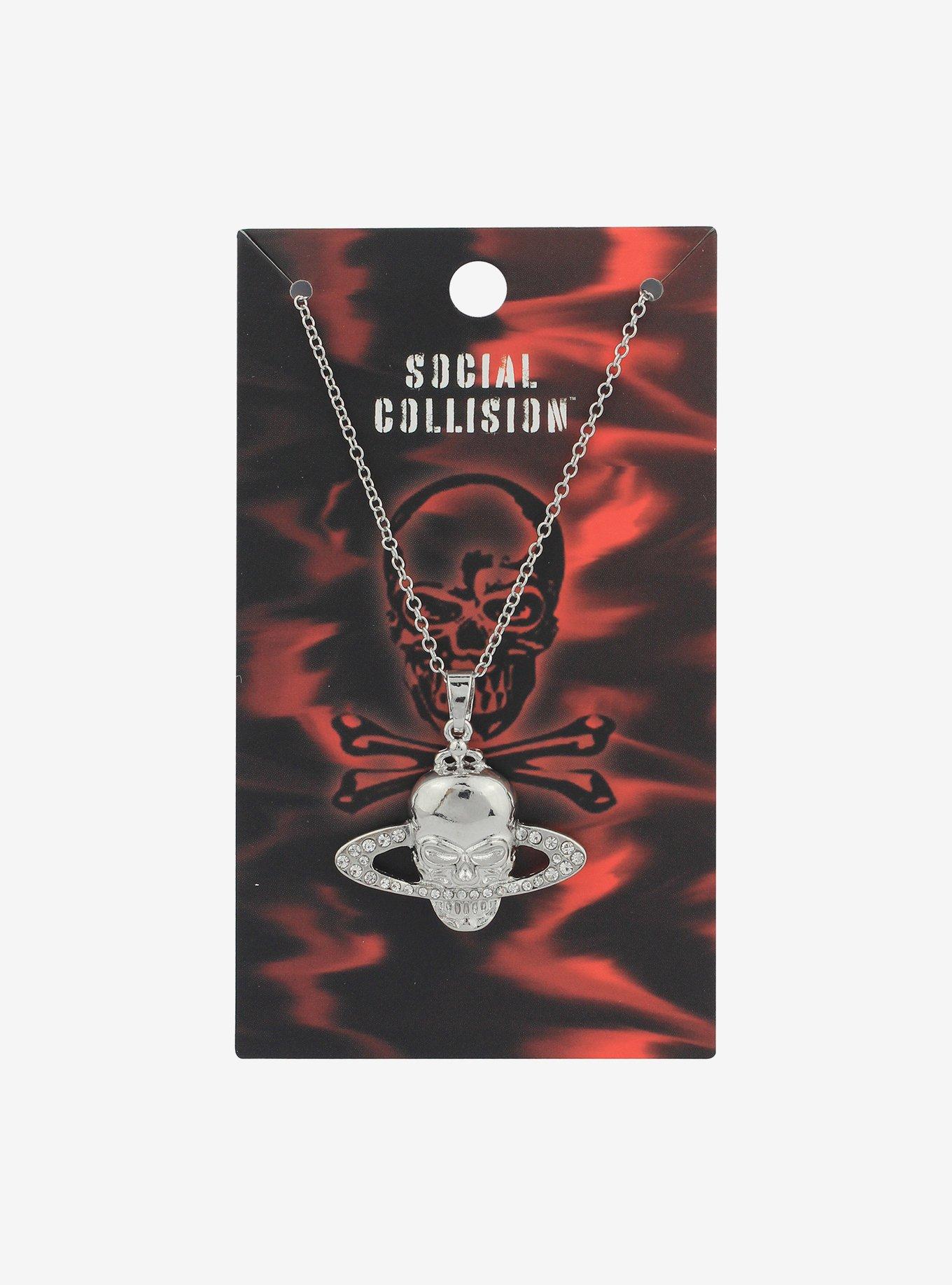 Skull Planet Pendant Necklace, , hi-res