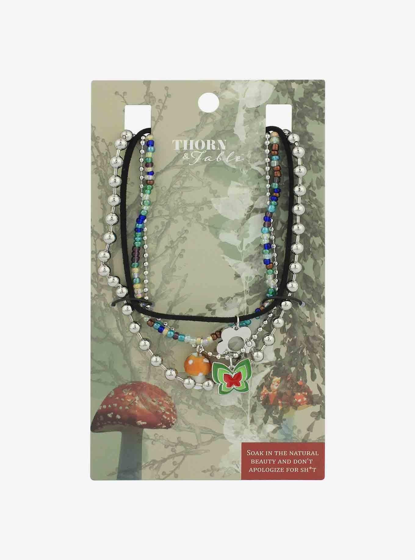Mushroom Butterfly Layered Necklace Set, , hi-res