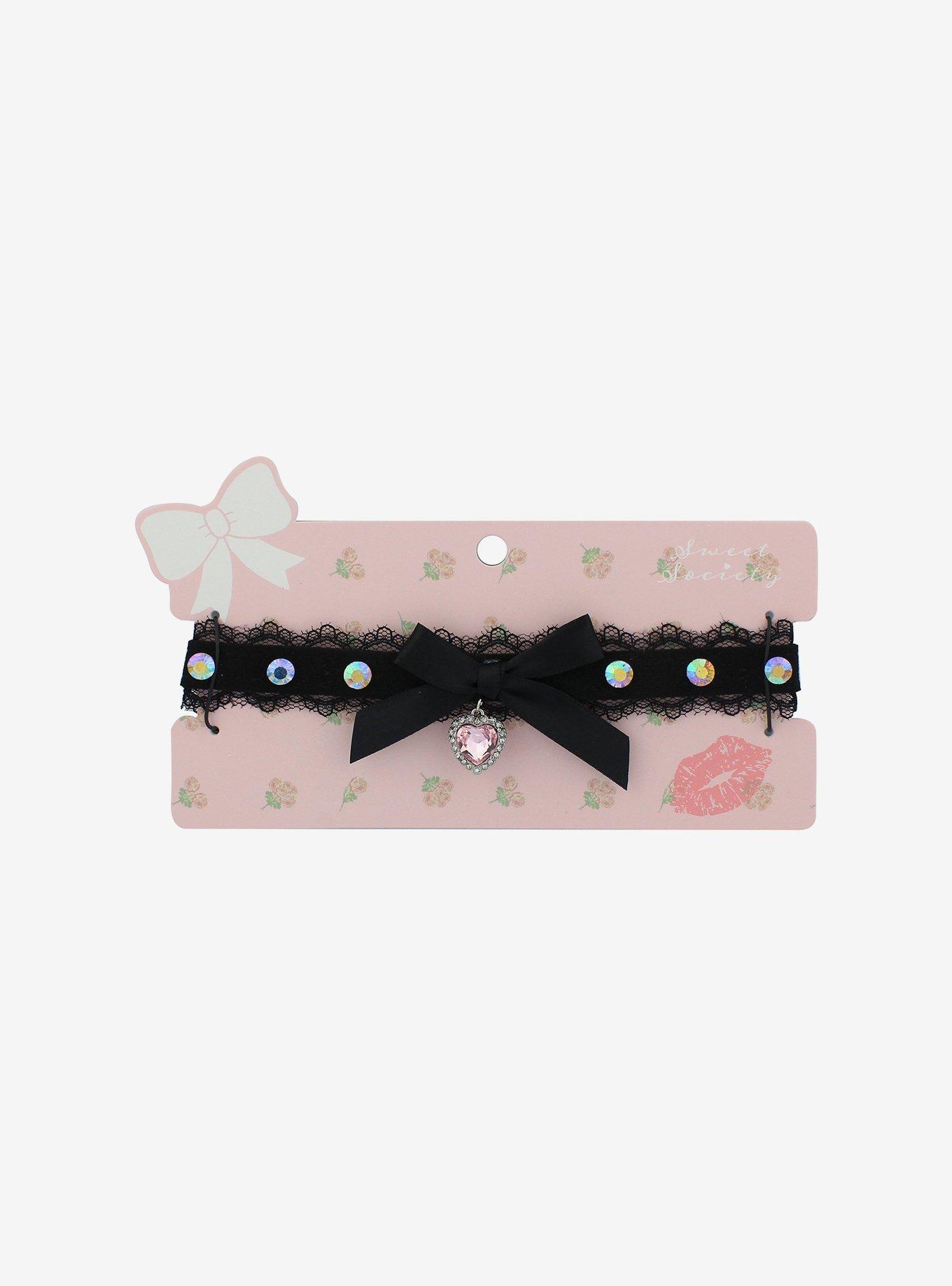 Black Lace Bling Choker, , hi-res