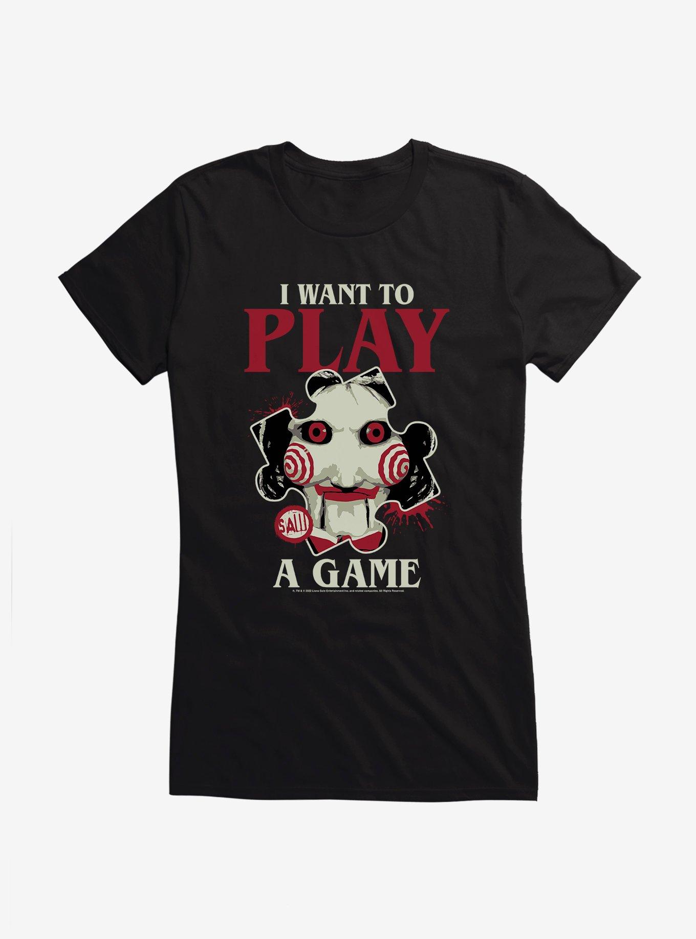 Saw I Want To Play A Game Girls T-Shirt, BLACK, hi-res