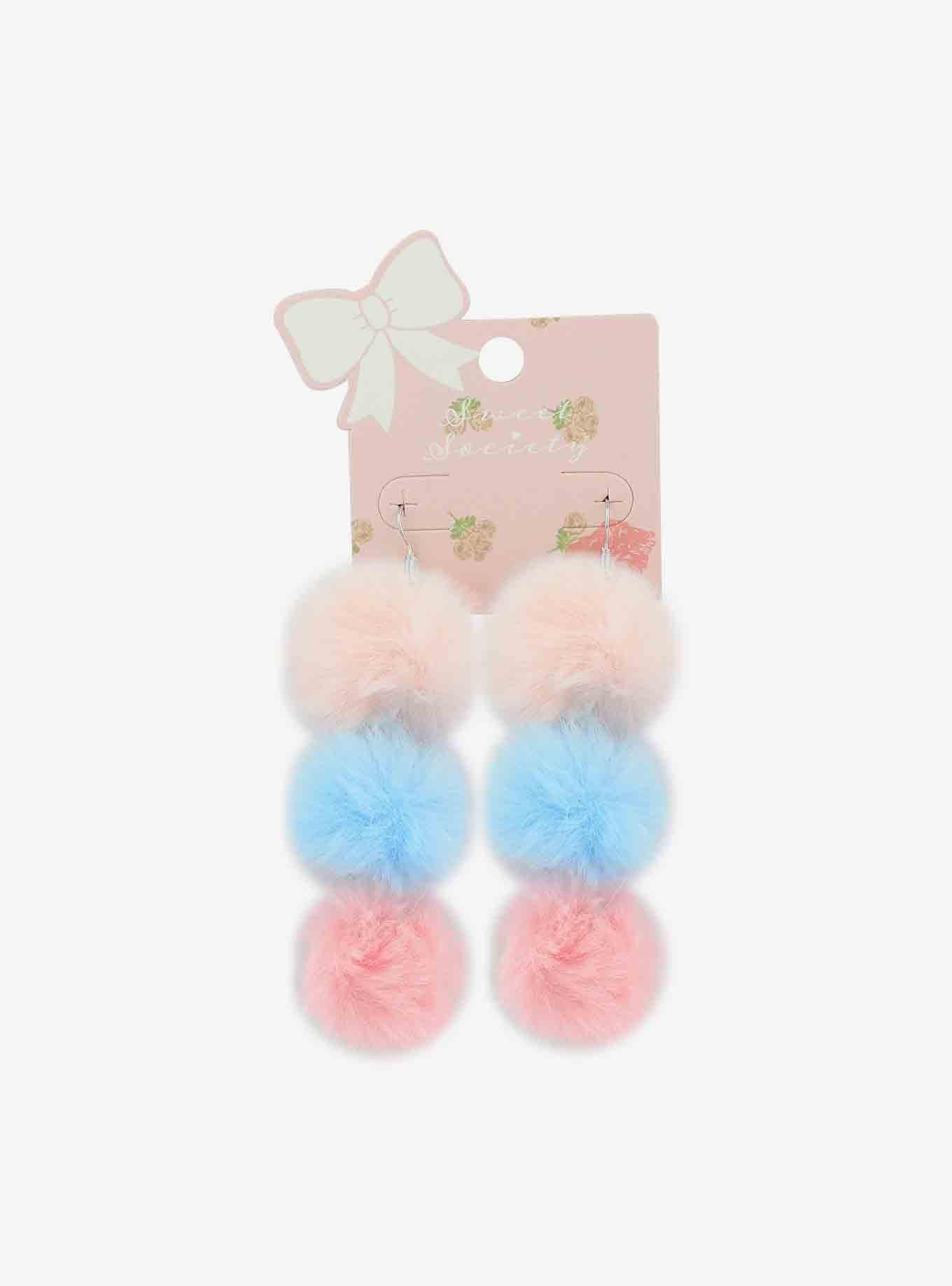 Pastel Pom Drop Earrings, , hi-res