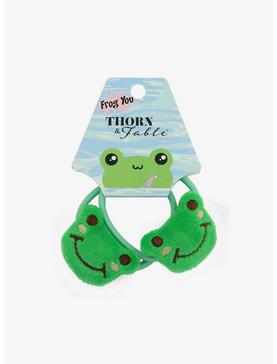 Green Frog Plush Hair Tie Set, , hi-res