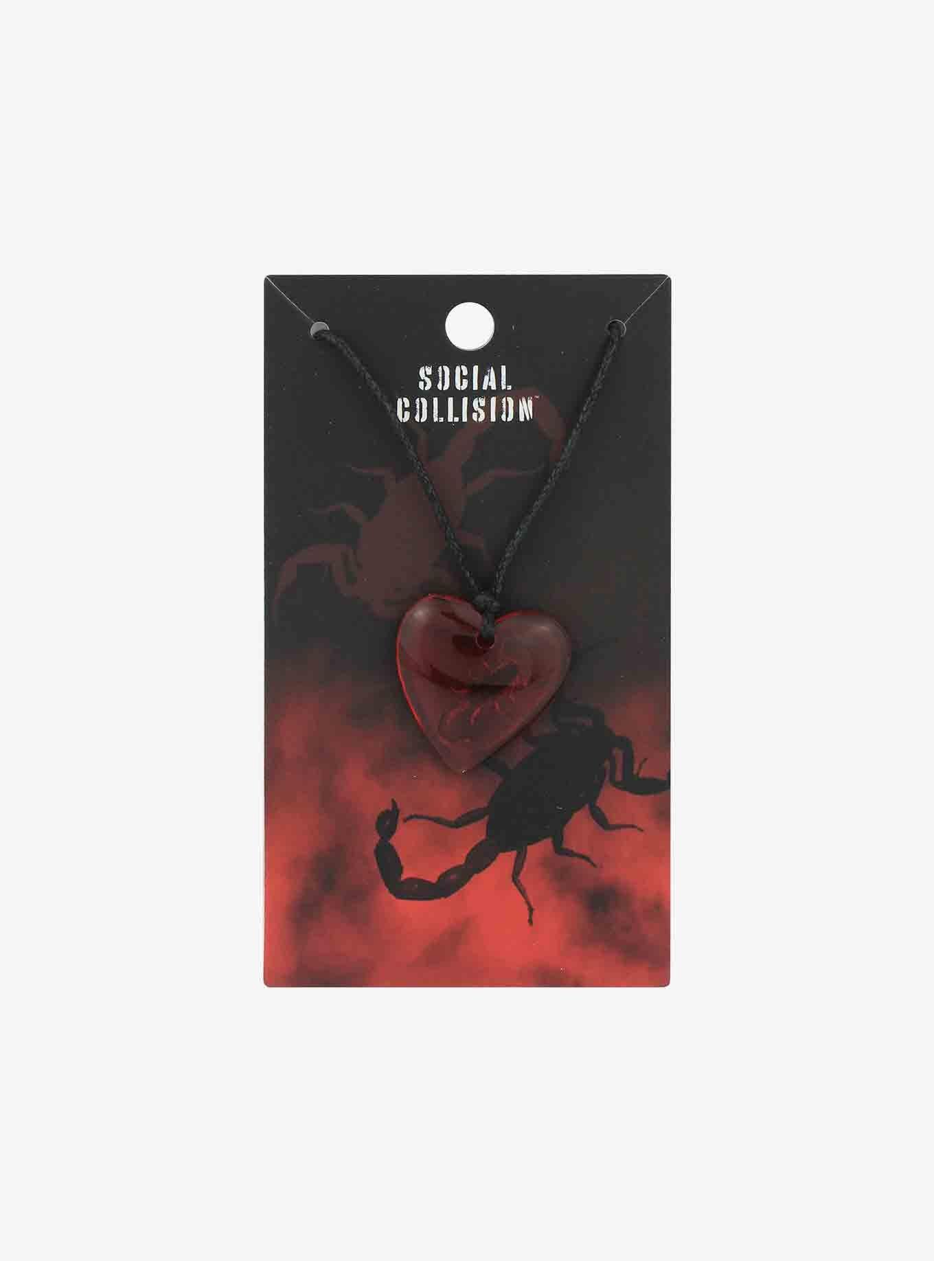 Scorpion Heart Pendant Cord Necklace, , hi-res