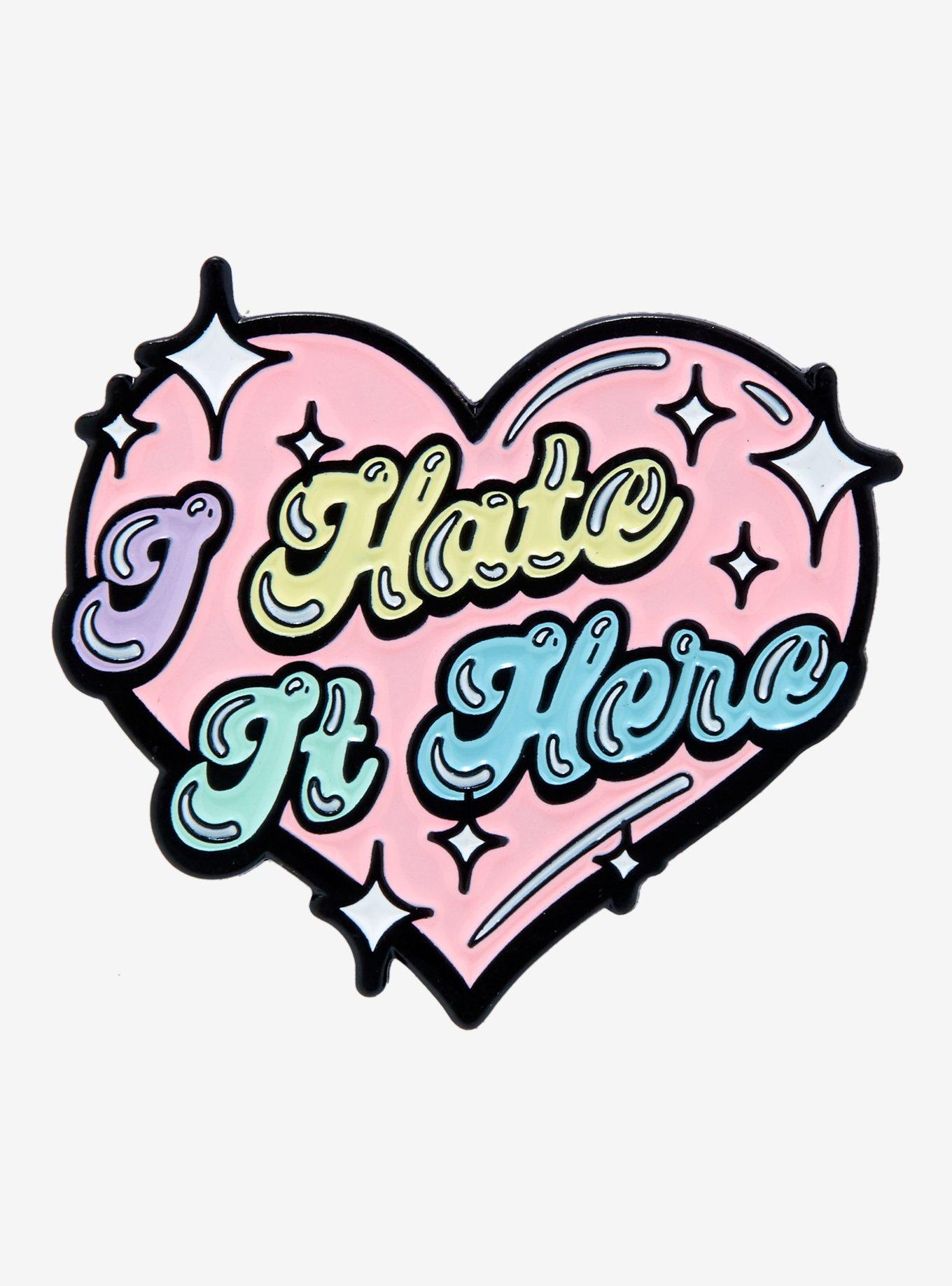 I Hate It Here Pastel Heart Enamel Pin, , hi-res