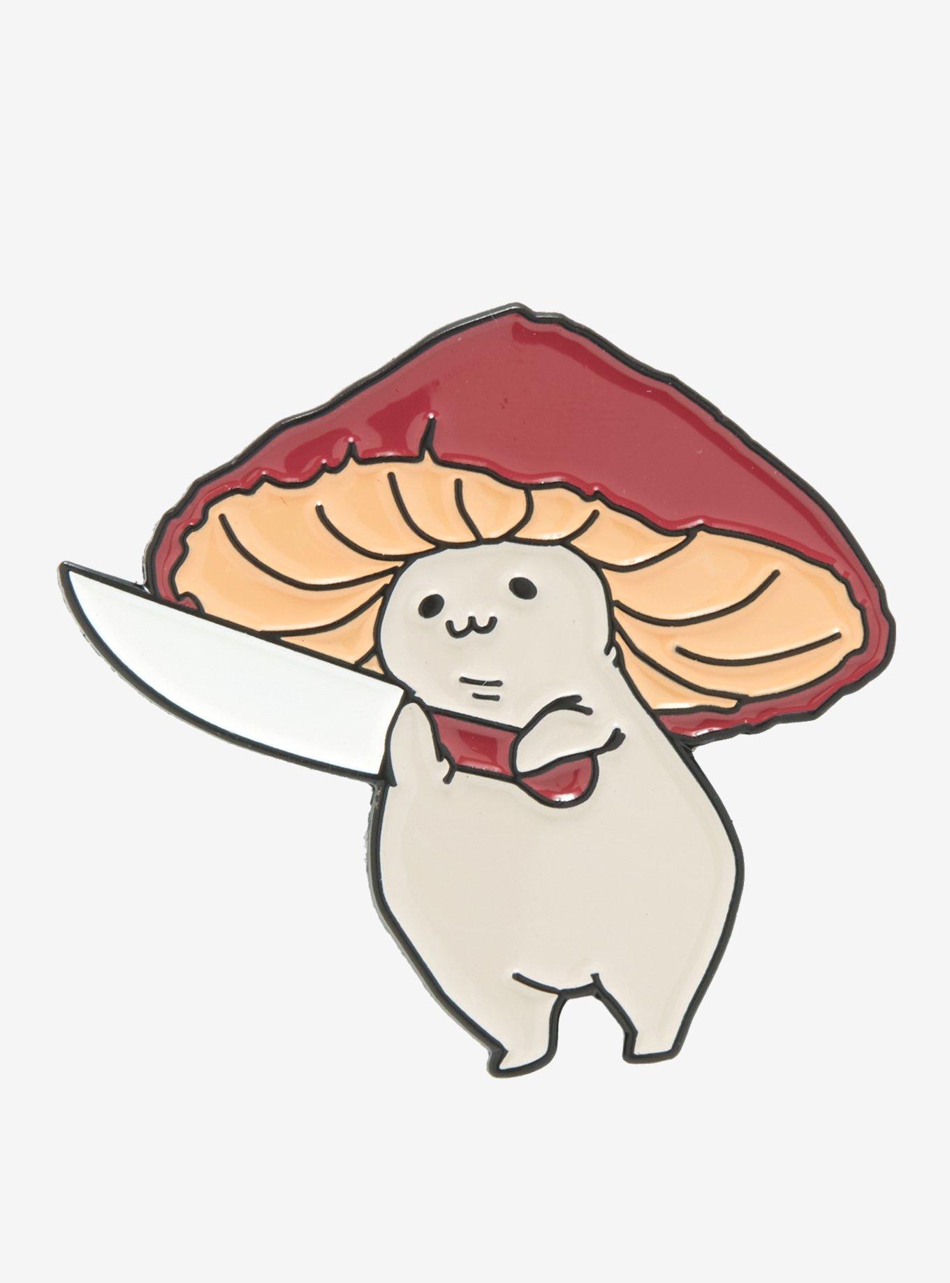 Mushroom With Knife Enamel Pin By Fairydrop, , hi-res