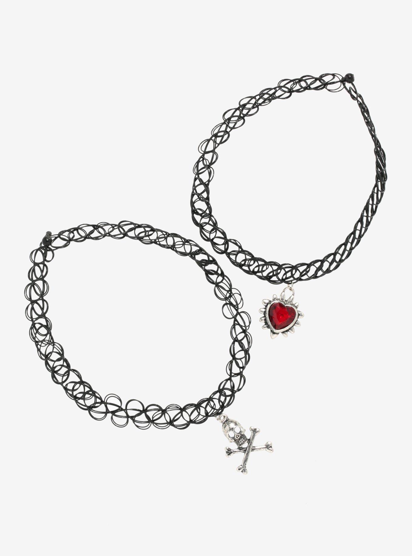 Heart Skull Tattoo Choker Set, , hi-res