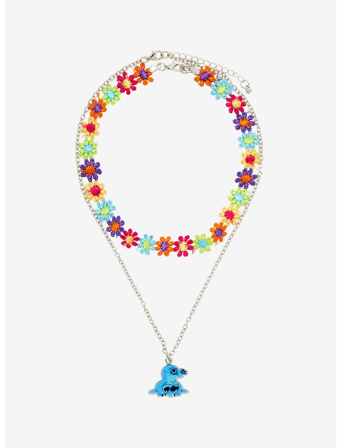 Disney Lilo & Stitched Embroidered Flower Necklace Set, , hi-res