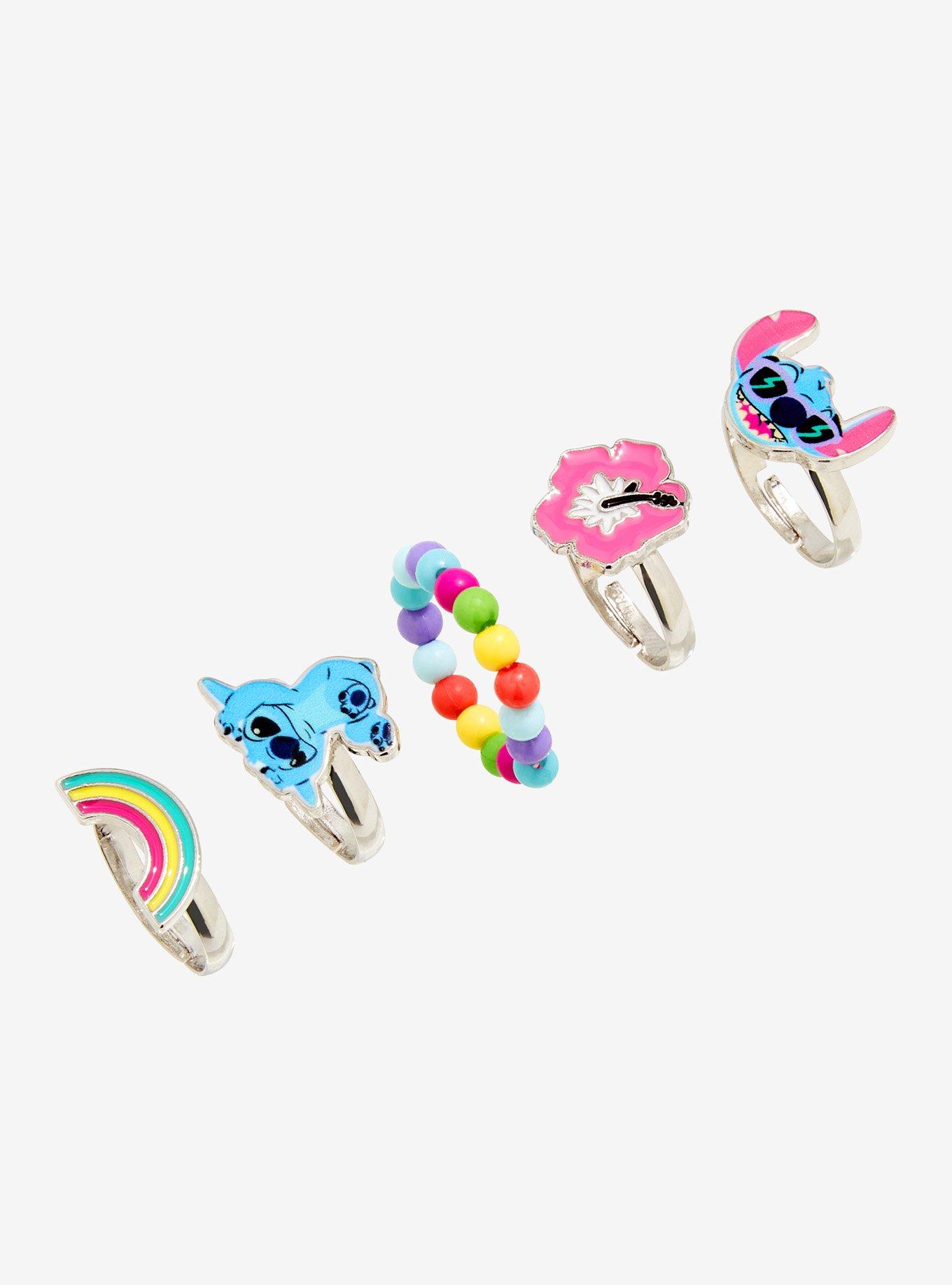 Disney Lilo & Stitch Rainbow Flower Ring Set, , hi-res