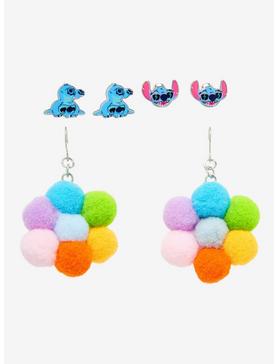 Plus Size Disney Lilo & Stitch Rainbow Pom Earring Set, , hi-res