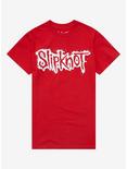 Slipknot Puff Paint Logo Boyfriend Fit Girls T-Shirt, RED, hi-res