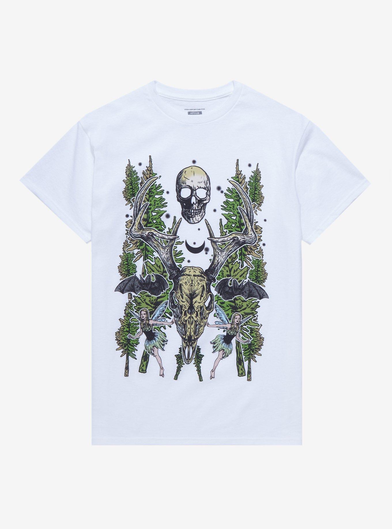 Dark Fairies & Skulls Boyfriend Fit Girls T-Shirt, MULTI, hi-res