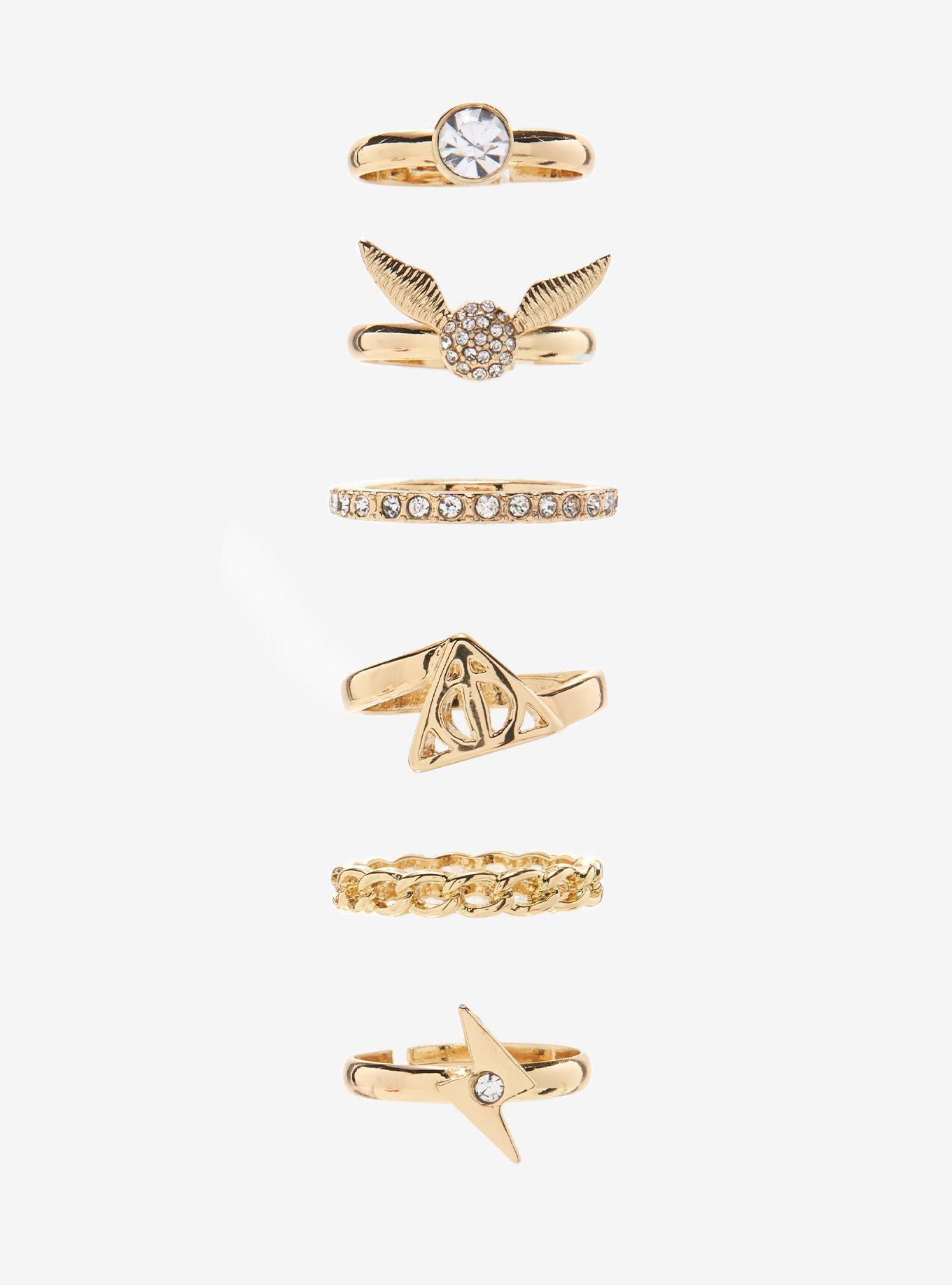 Harry Potter Gold Symbol Ring Set, , hi-res