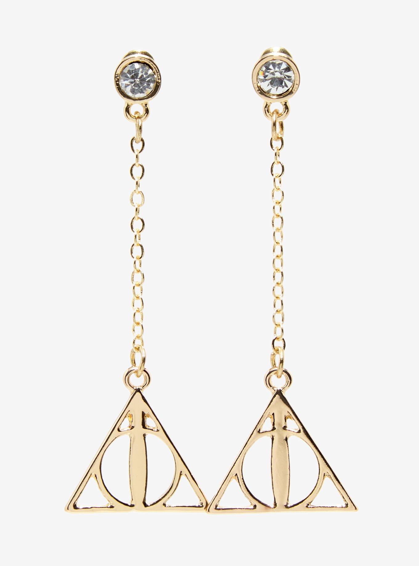 Harry Potter Deathly Hallows Bling Earrings, , hi-res