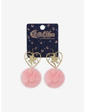 Sailor Moon Pink Fuzzy Pom Earrings, , hi-res