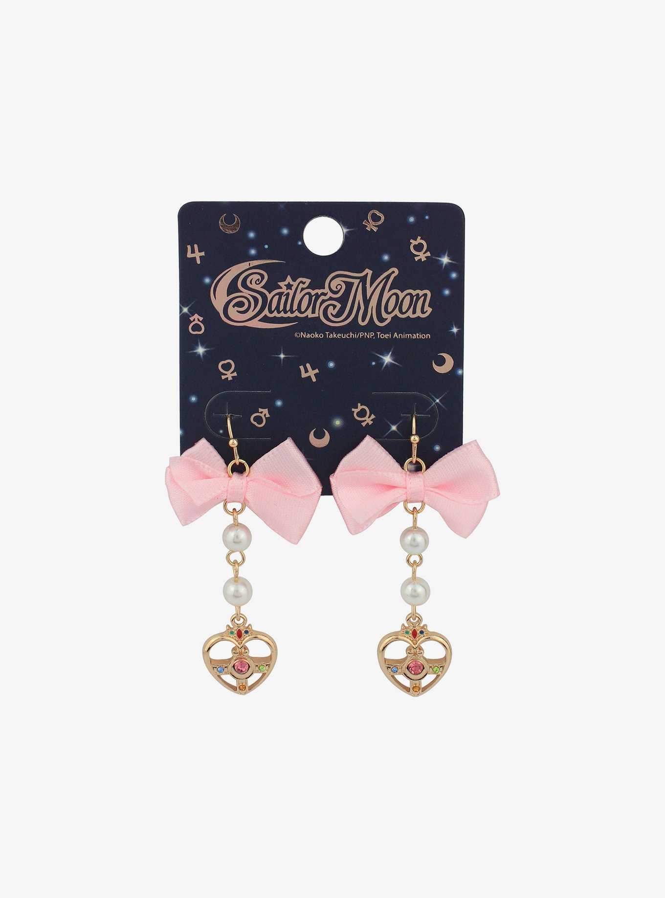 Sailor Moon Cosmic Heart Compact Bow Earrings, , hi-res