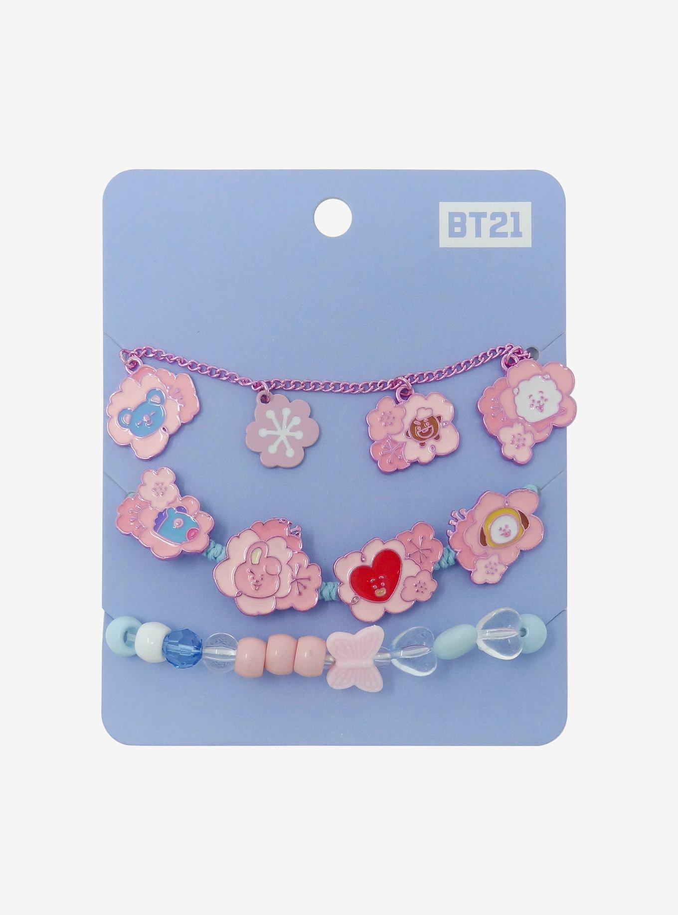 BT21 Cherry Blossom Charm Bracelet Set Hot Topic