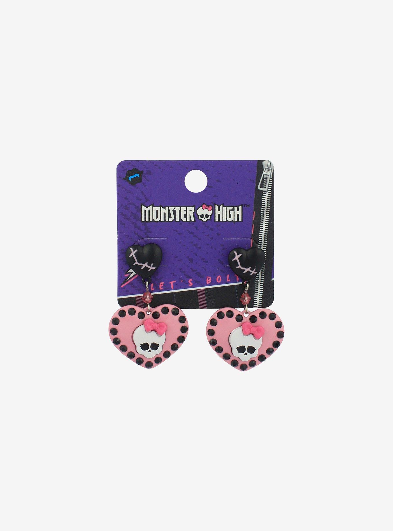 Monster High Skullette Heart Earrings, , hi-res