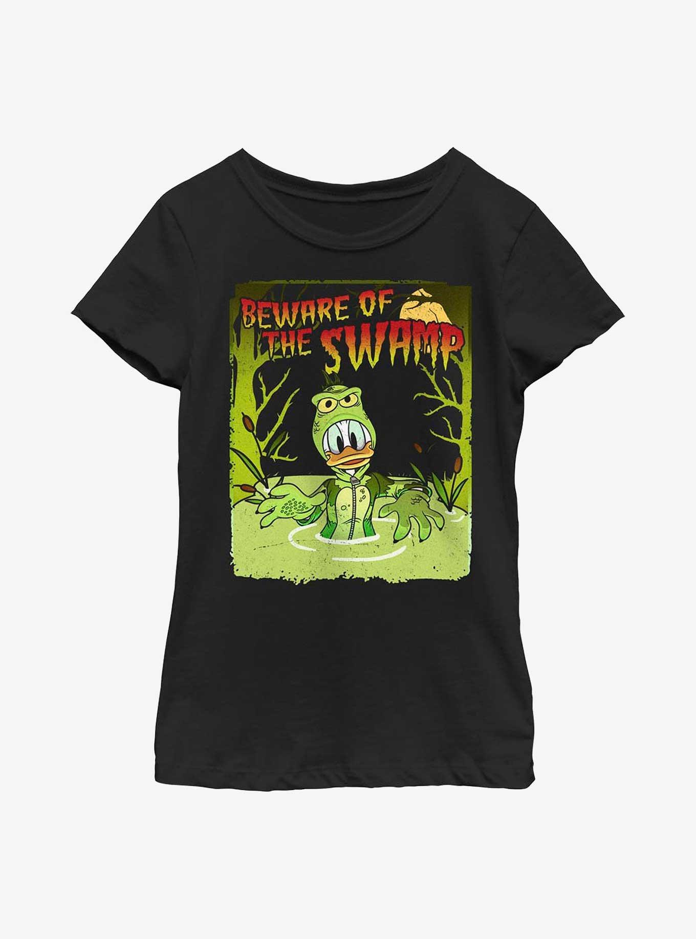 Disney Donald Duck Swamp Monster Poster Youth Girls T-Shirt, BLACK, hi-res
