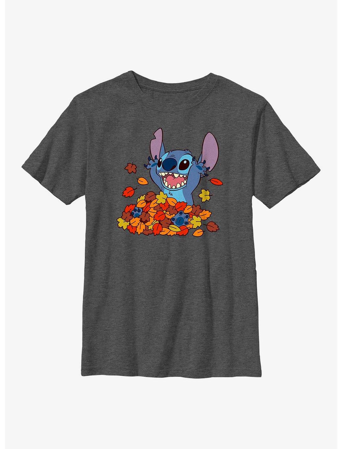 Disney Lilo & Stitch Leaf Pile Youth T-Shirt, CHAR HTR, hi-res