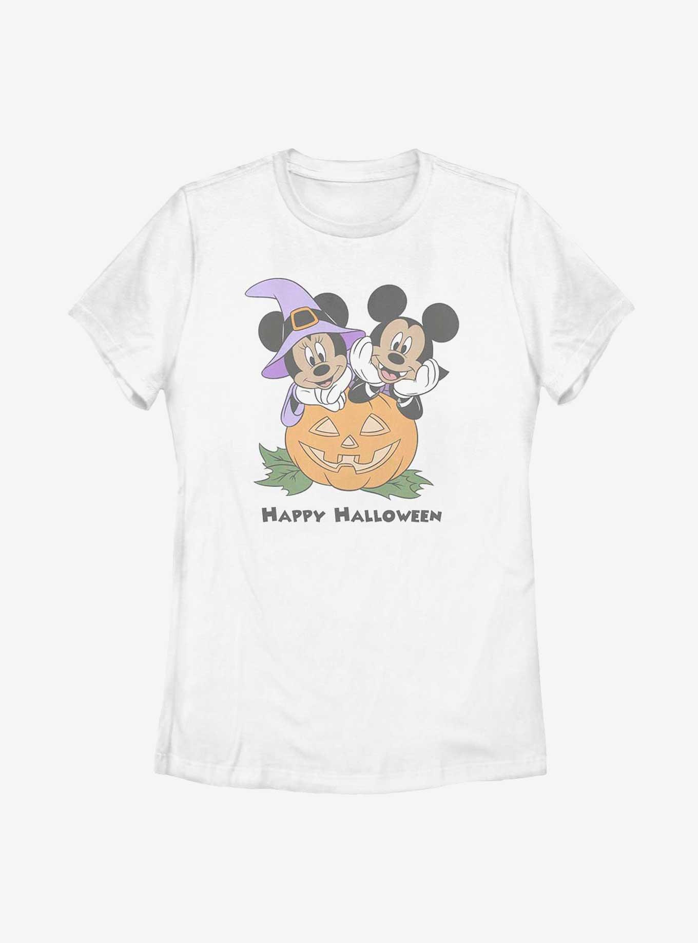 Disney Mickey Mouse & Minnie Mouse Happy Halloween Womens T-Shirt, WHITE, hi-res