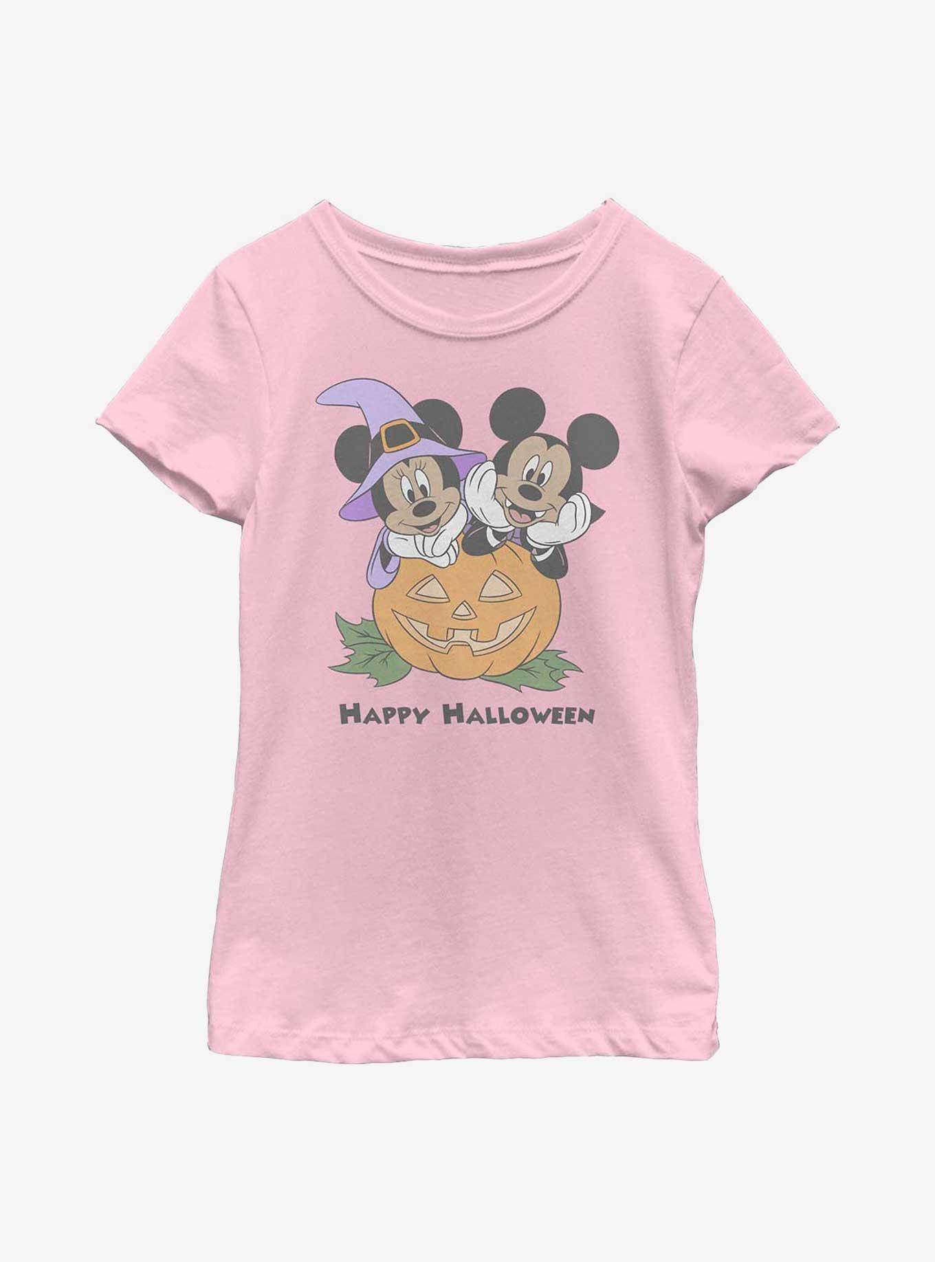 Disney Mickey Mouse & Minnie Mouse Happy Halloween Youth Girls T-Shirt, PINK, hi-res