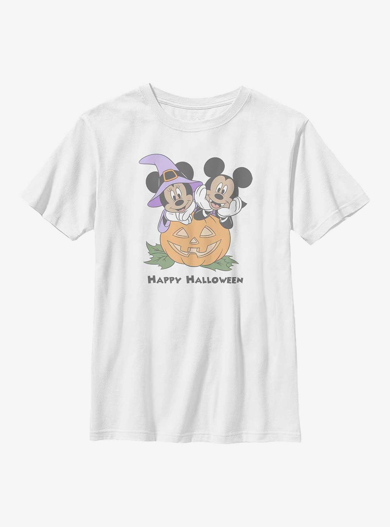 Disney Mickey Mouse & Minnie Mouse Happy Halloween Youth T-Shirt, WHITE, hi-res