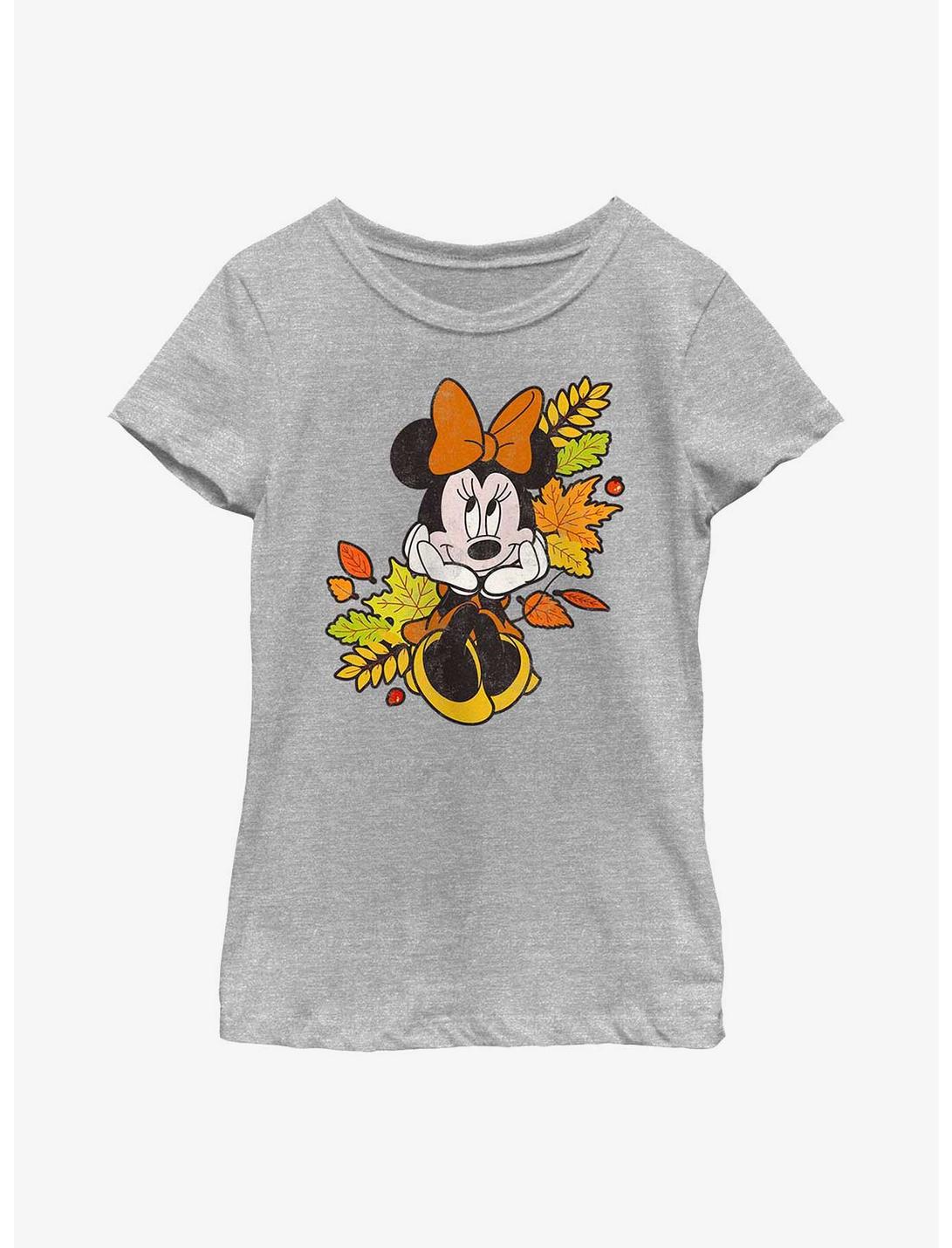 Disney Minnie Mouse Minnie Fall Leaves Youth Girls T-Shirt, ATH HTR, hi-res