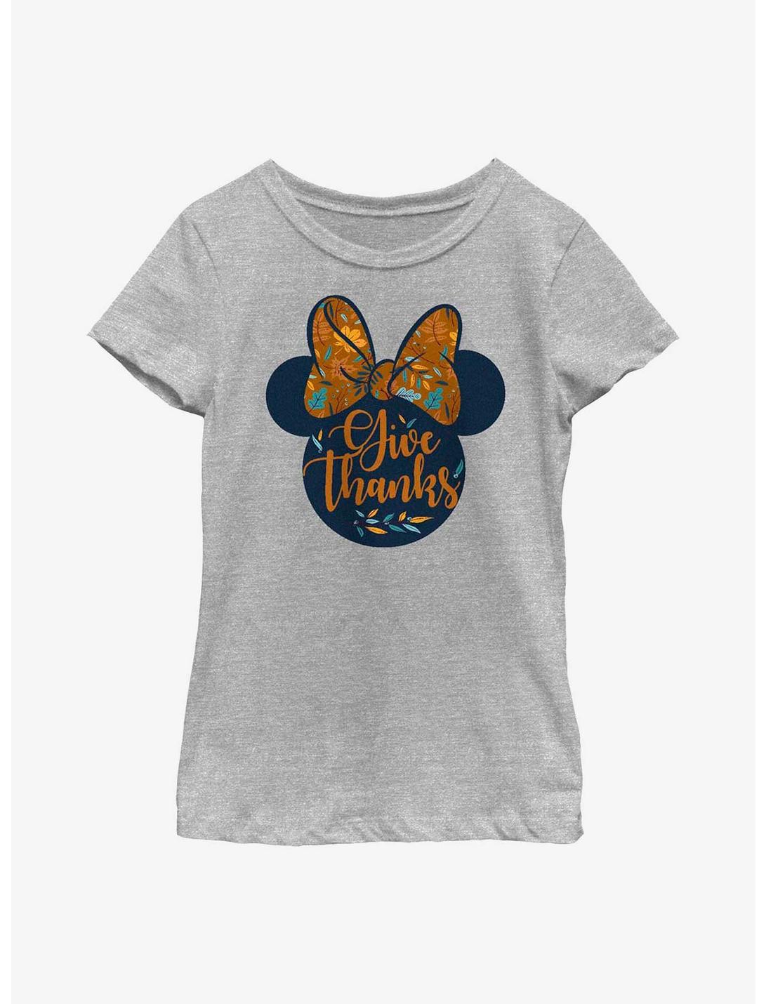 Disney Minnie Mouse Give Thanks Youth Girls T-Shirt, ATH HTR, hi-res