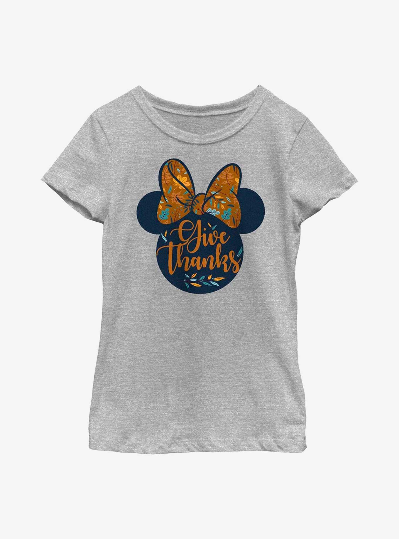 Disney Minnie Mouse Give Thanks Youth Girls T-Shirt, ATH HTR, hi-res