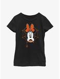 Disney Minnie Mouse Scared Webs Youth Girls T-Shirt, BLACK, hi-res