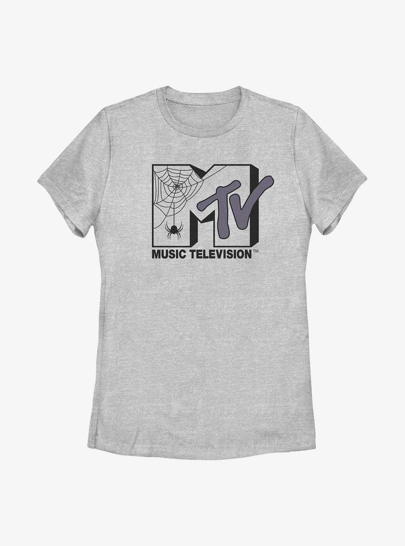 MTV Spider Web Logo Womens T-Shirt, ATH HTR, hi-res