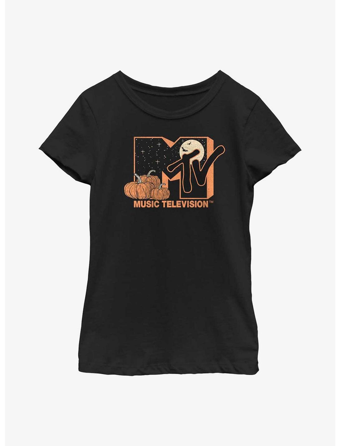 MTV Pumpkin Patch Logo Youth Girls T-Shirt, BLACK, hi-res