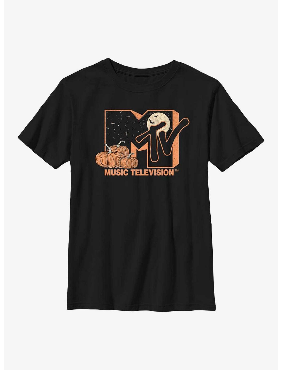 MTV Pumpkin Patch Logo Youth T-Shirt, BLACK, hi-res