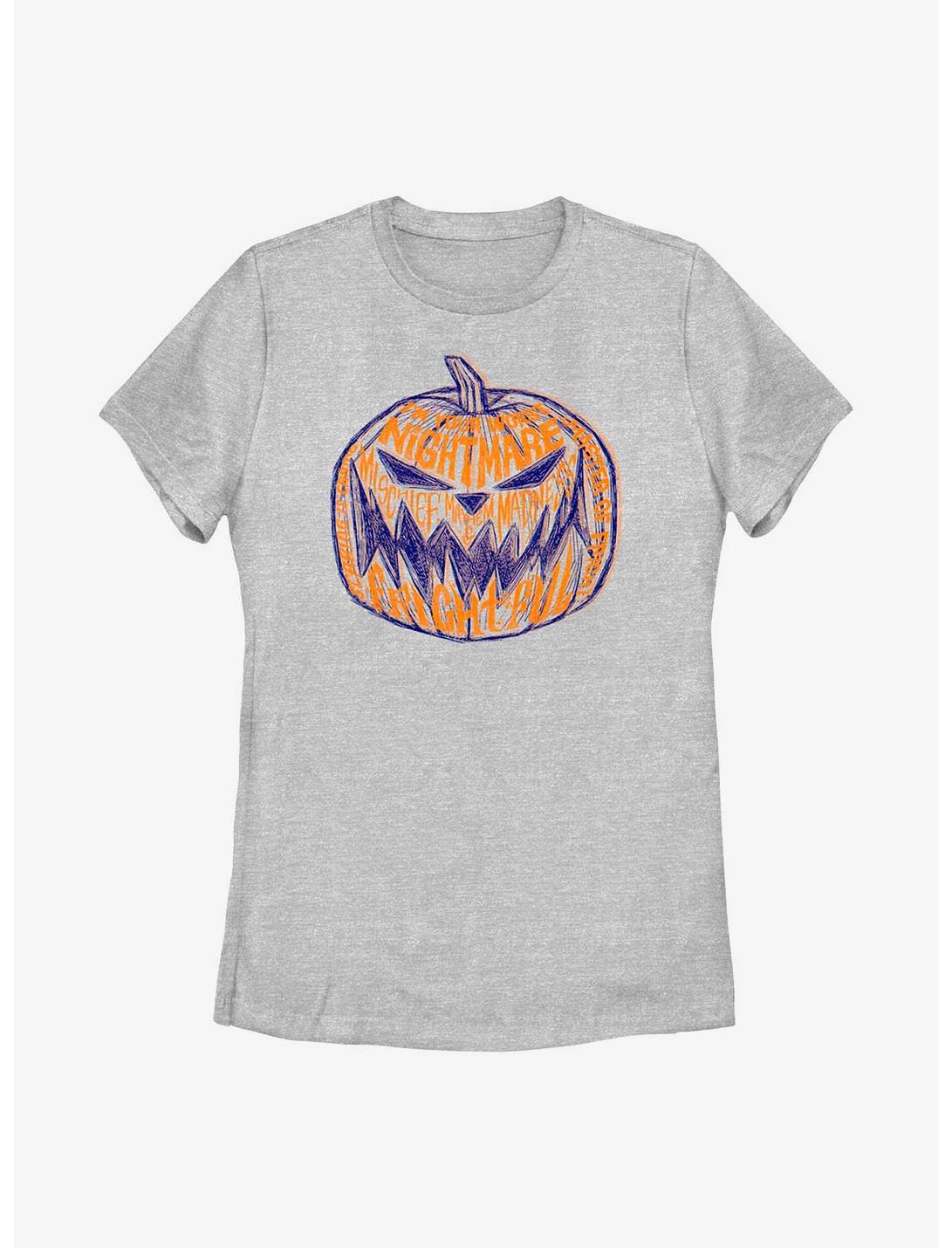 Disney Nightmare Before Christmas Pumpkin Text Womens T-Shirt, ATH HTR, hi-res